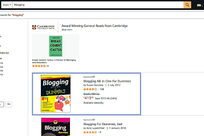 Blogging books result on Amazon