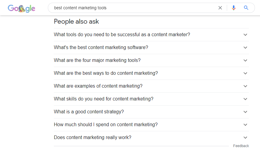 Google search result for best content marketing tools